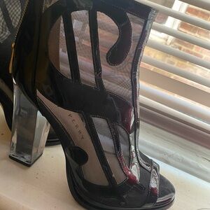 KATY PERRY RICHIE BLACK MESH PATENT PUMP BOOT